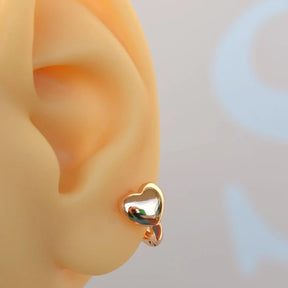 Curved Heart Model Ring Earrings in Gold and Silver