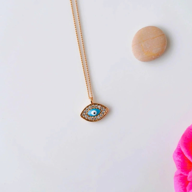 Mini Eye Figured Necklace - Evil Eye Necklace with Minimal Pendant in Silver