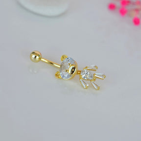 Teddy Bear Belly Button Ring, Navel Piercing, Belly Button Piercing, Curved Barbell, Belly Piercing, Belly Bar, Belly Ring