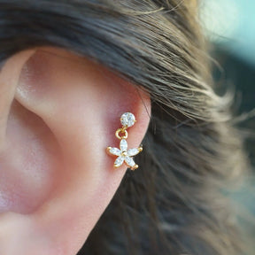 Flower Wobbly Piercing for Helix and Cartilage - Available in Gold and Silver