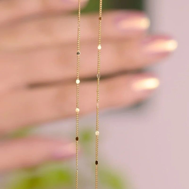 Thin Chain Necklace in Gold and Silver - 45 cm