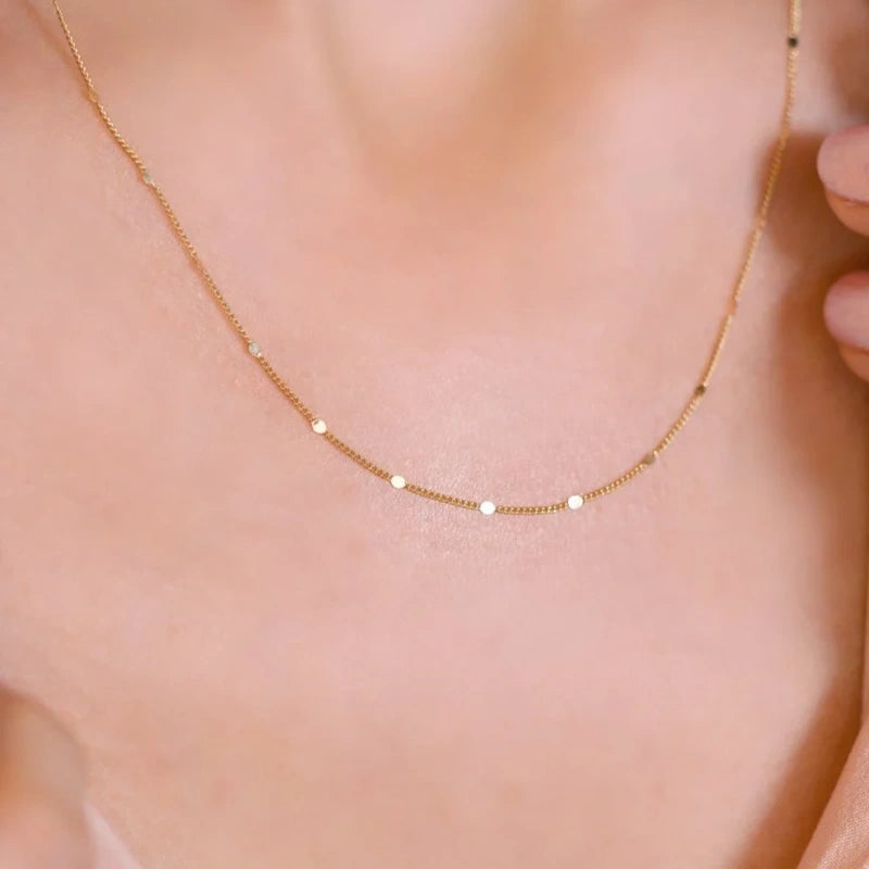 Thin Chain Necklace in Gold and Silver - 45 cm