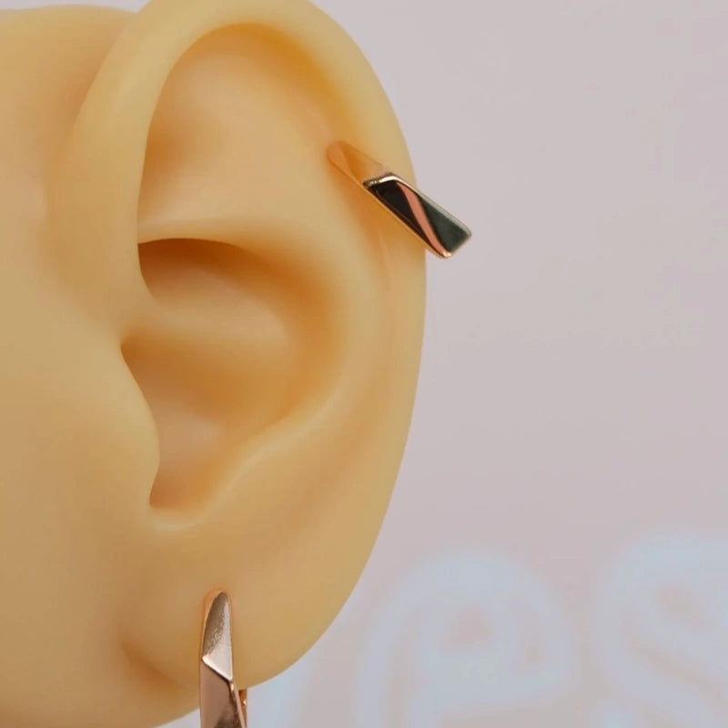 Mini Asymmetric Square Earrings in Gold and Silver