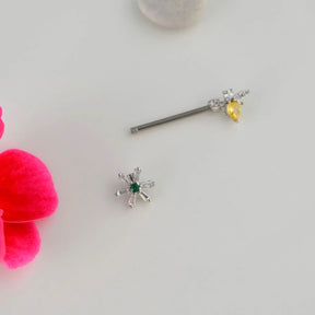 Flower and Bee Figured Nipple Piercing - Silver Colour