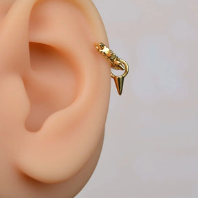 Helix Piercing Cartilage Lobe with Zircon Stone Stapled Model Charm Gold and Silver  Colour