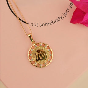 Allah Necklace Gold  Allah Pendant  Necklace Embellished Stones Gold Necklace  Islamic Jewelry