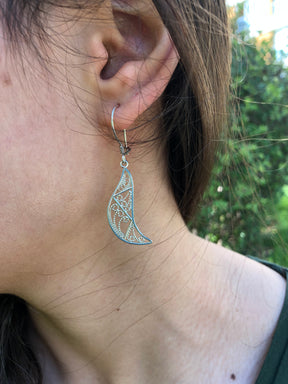 Handmade 925 Sterling Silver Filigree Handmade Earrings, Dangling Filigree Silver Earrings, Birthday Gift Filled Silver Earrings