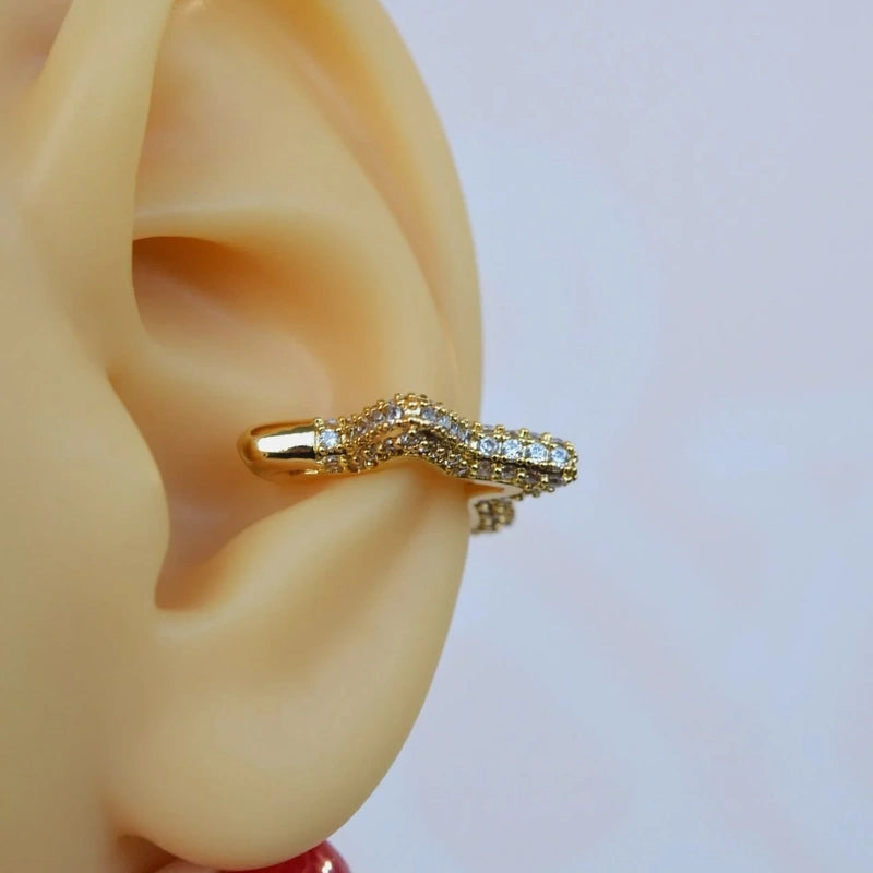 Gold Star Ear Cuff with Zircon Stone No Hole Required Cartilage Earrings