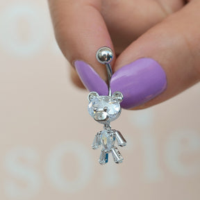 Teddy Bear Belly Button Ring, Navel Piercing, Belly Button Piercing, Curved Barbell, Belly Piercing, Belly Bar, Belly Ring