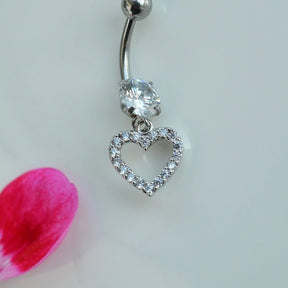 Heart Swing Navel Piercing, Belly Button Ring, Belly Button Piercing, Belly Piercing, Belly Ring, Curved Barbell, Belly Bar,  Dangle