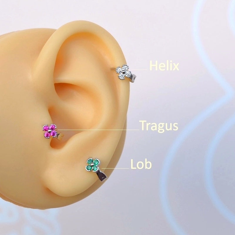 Mini Floral Tragus Piercing for Helix, Cartilage, and Lobe