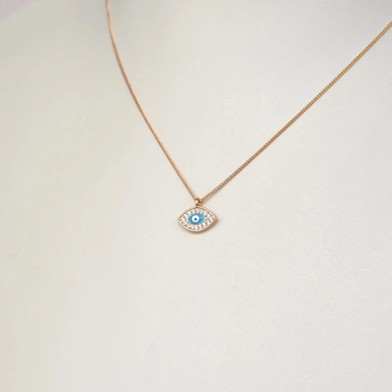 Mini Eye Figured Necklace - Evil Eye Necklace with Minimal Pendant in Silver