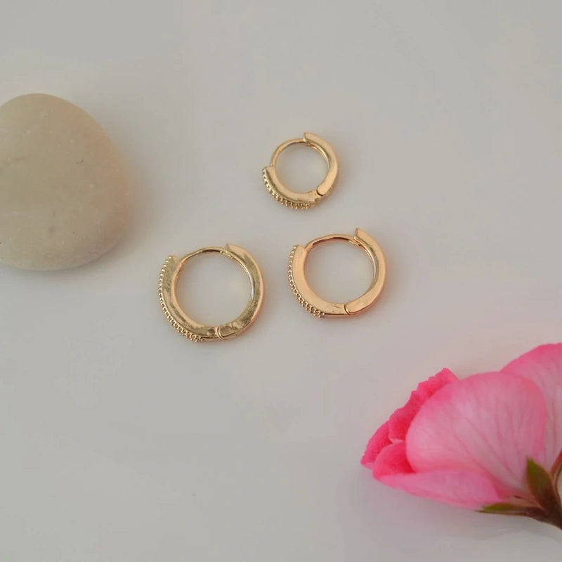 Minimal Hoop Earring Set 3 Pieces with Stones