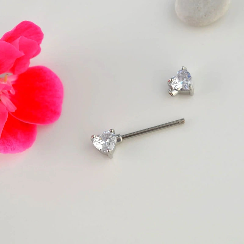 Nipple Piercing with Heart Stones - Silver Colour 16 mm Heart Piercing Silver Piercing