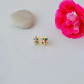 Colourful Caretta Turtle Children's Earrings in Gold and Silver