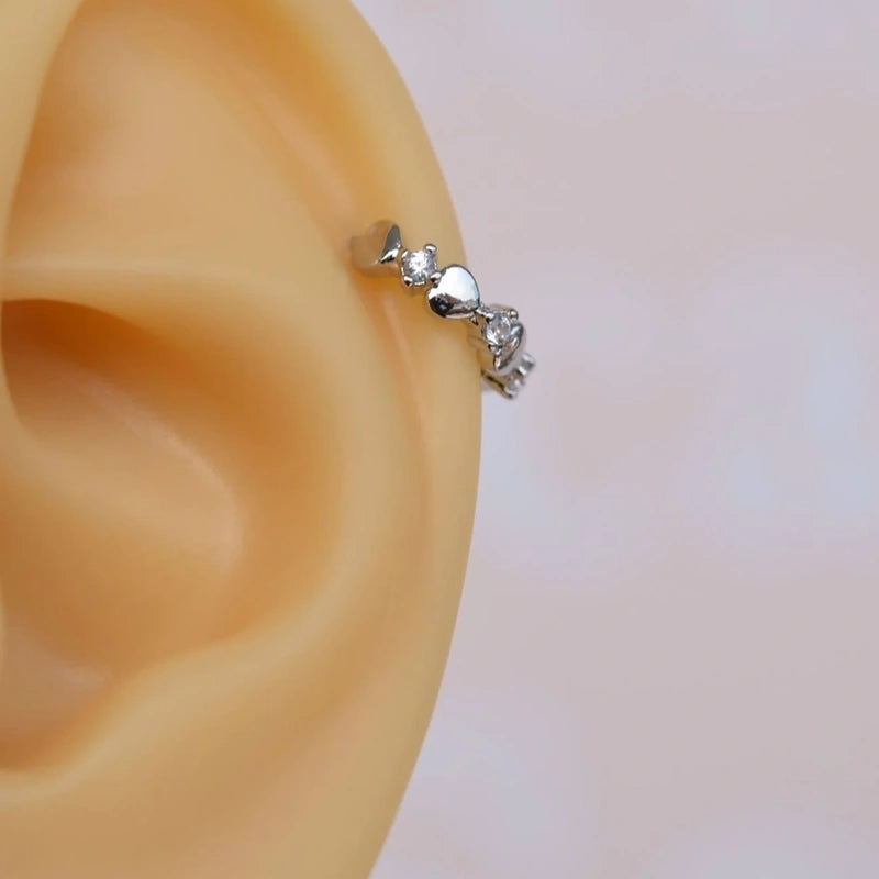 Thin Ring Tragus Piercing Helix Cartilage with Mini Heart