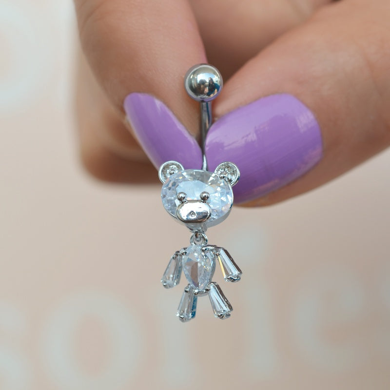 Teddy Bear Belly Button Ring, Navel Piercing, Belly Button Piercing, Curved Barbell, Belly Piercing, Belly Bar, Belly Ring