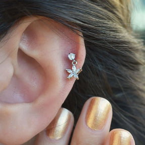 Flower Wobbly Piercing for Helix and Cartilage - Available in Gold and Silver