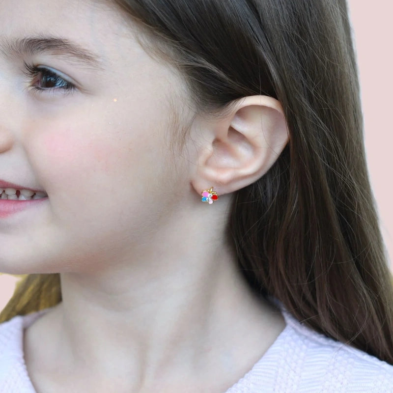 Colourful Butterfly Children's Earrings in Gold and Silver