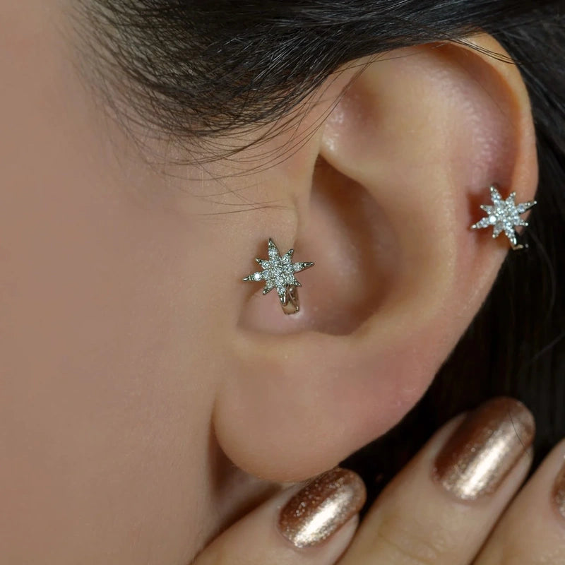 North Star Ring Tragus Piercing Helix Cartilage Upper Lobe