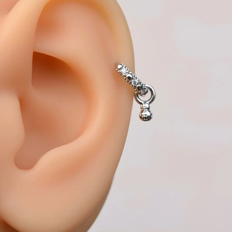 Ring Model Top Charm Helix Piercing Cartilage Lobe with Zircon Stone