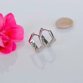 Mini Asymmetric Square Earrings in Gold and Silver