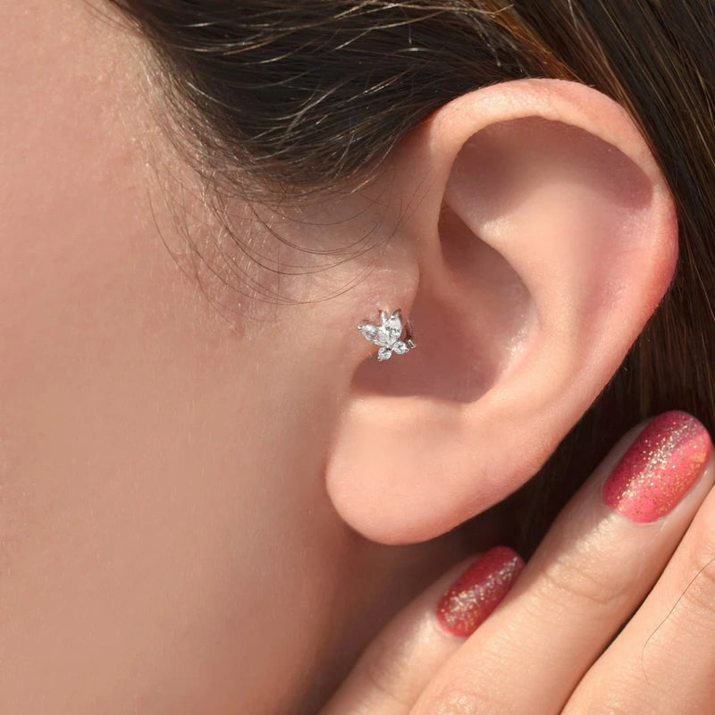 Mini Butterfly Tragus Piercing for Helix and Cartilage - Silver Colour