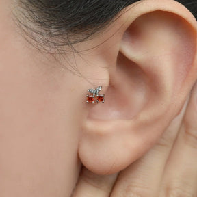 Cherry Tragus Piercing for Helix, Cartilage, and Lobe - Gold and Silver