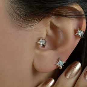 North Star Ring Tragus Piercing Helix Cartilage Upper Lobe