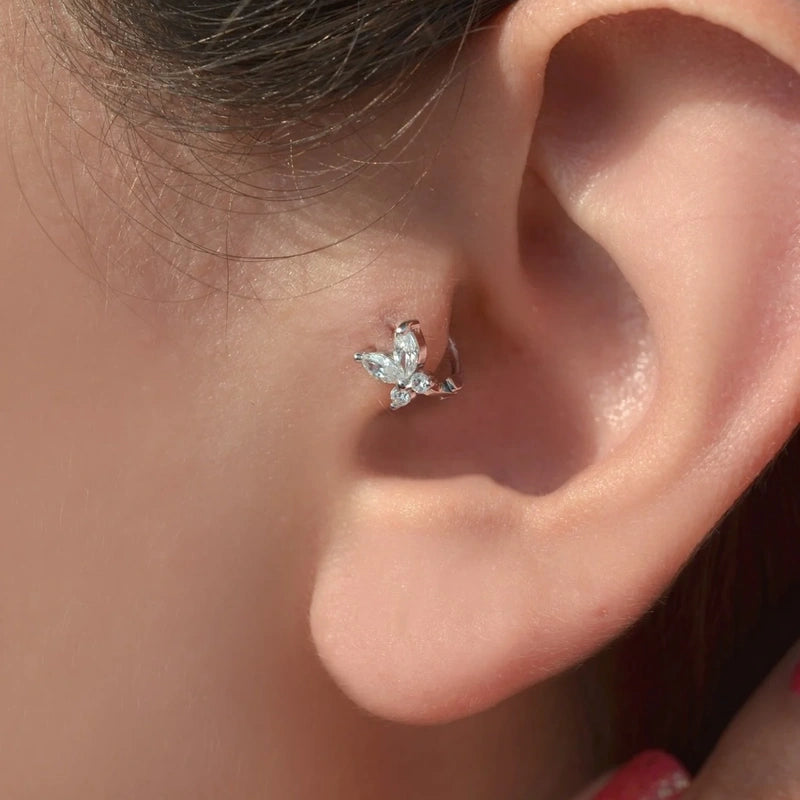 Mini Butterfly Tragus Piercing for Helix and Cartilage - Silver Colour