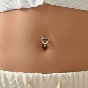 Heart Model Navel Piercing, Belly Button Ring, Belly Button Piercing, Belly Bar, Belly Piercing, Belly Ring, Curved Barbell Gold/Silver