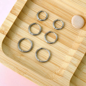 Minimal Steel Earring Set - 6 Pieces in Gold and Silver