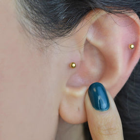 Flat Back Steel Piercing for Conch, Cartilage, and More Gold Hologram Black and Silver  Colour