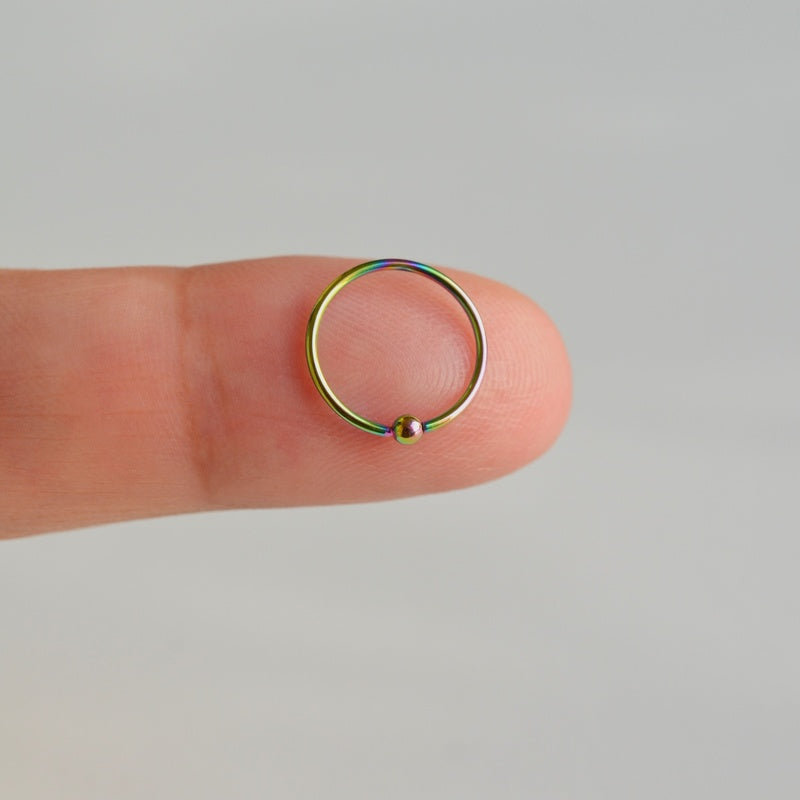 Nose Ring Nose Piercing Mini Ring Gold Silver Hologram Black with Mini Lumps