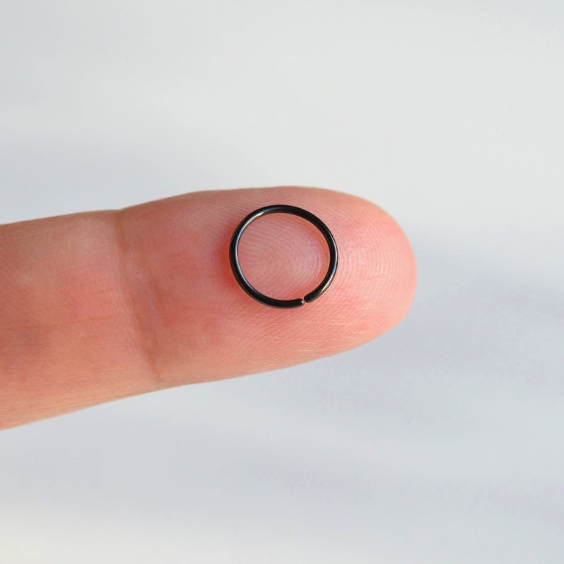 Nose Ring Nose Piercing Mini Ring Gold Silver Hologram Black 8 mm  10 mm