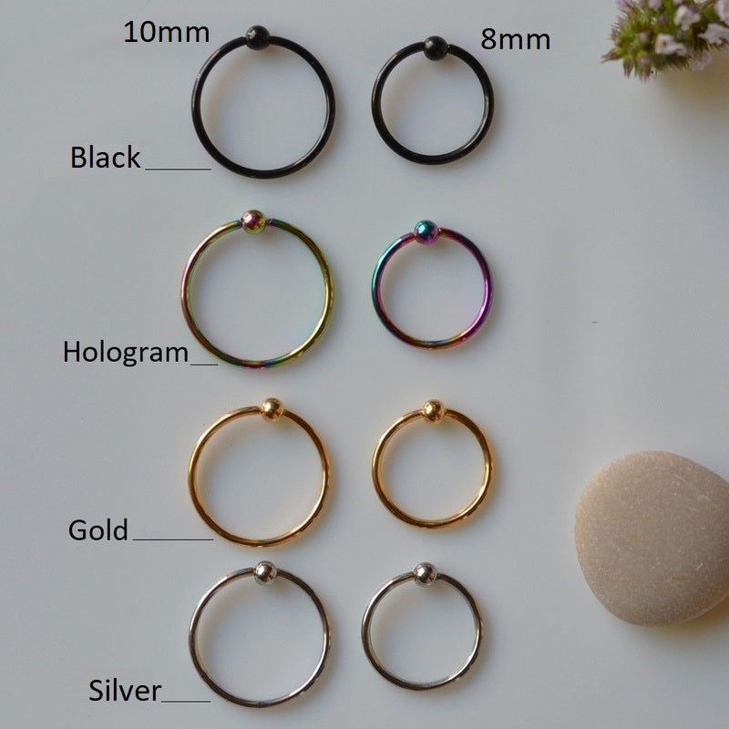 Nose Ring Nose Piercing Mini Ring Gold Silver Hologram Black with Mini Lumps