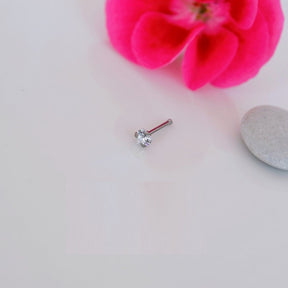 Heart Solitaire Nose Piercing 3mm Gold and Silver  Colour