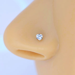 Heart Solitaire Nose Piercing 3mm Gold and Silver  Colour