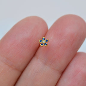 Silver Stone Coloured Flower Nose Pin