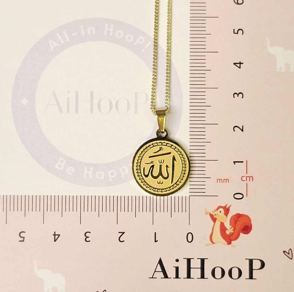 Allah Written Necklace Women's Gold Colour Circle