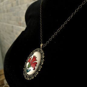 Carnation Patterned Ceramic Necklace