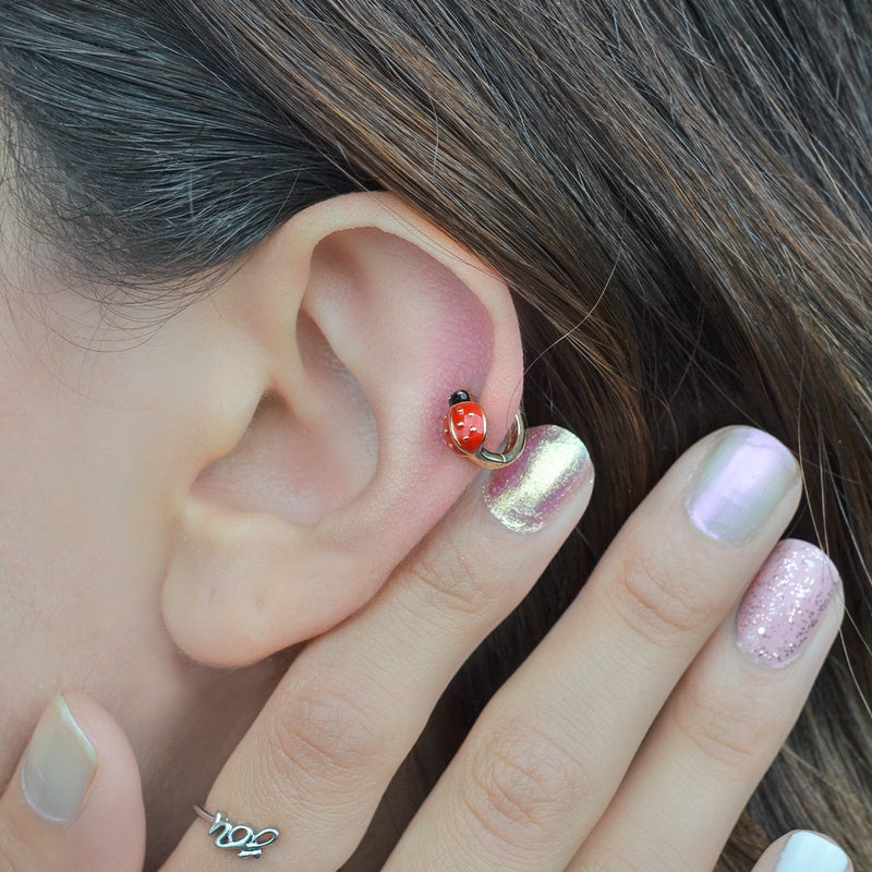 Ladybug Ring Piercing for Helix, Tragus,  Cartilage