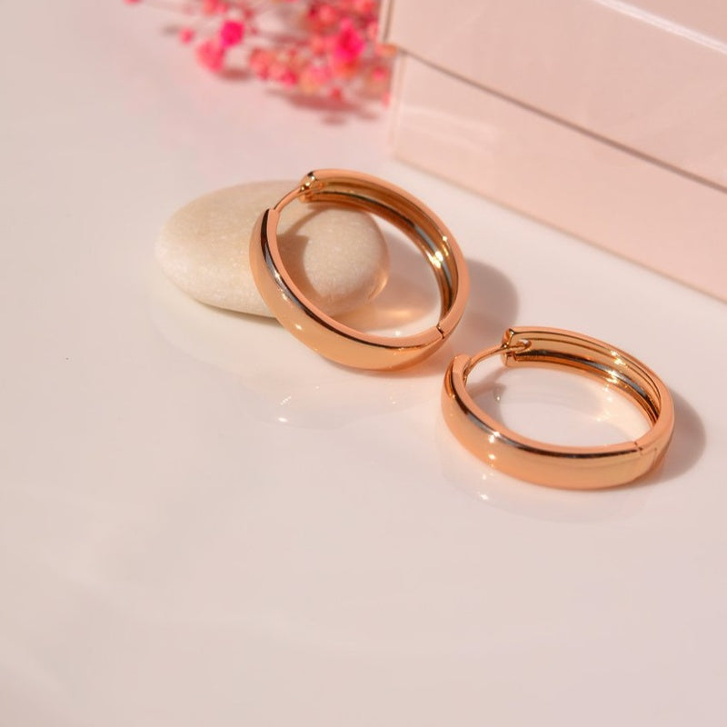 Curved Flat Hoop Earrings Huggie Hoop Earrings    Rose Gold Medium Hoop Earrings Gold Hoops Earring Set Gold Earrings