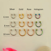 Horseshoe Earring Piercing Nose Ring For  Tragus, Helix, Cartilage Conch,  Ring Barbell  Lip Eyebrow Nose Bar 6mm 8mm 10mm 16g