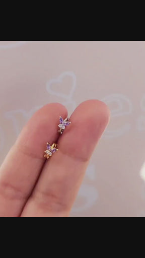 Butterfly Ring Piercing Tragus Helix Cartilage Earring Purple