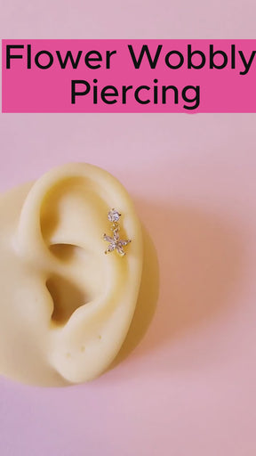 Flower Wobbly Piercing for Helix and Cartilage - Available in Gold and Silver