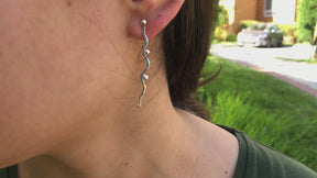 Handmade 925 Sterling Silver Zig Zag Earrings, 'S' Model Silver Earrings, Bulk Silver Earrings