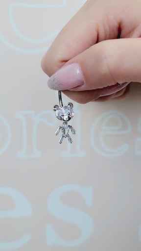 Teddy Bear Belly Button Ring, Navel Piercing, Belly Button Piercing, Curved Barbell, Belly Piercing, Belly Bar, Belly Ring