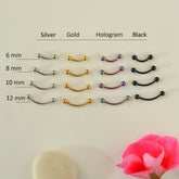 Eyebrow Bar Curved Barbell Vertical Labret Piercing Rook Daith Cartilage Helix Tragus 6mm 8mm 10mm 12mm