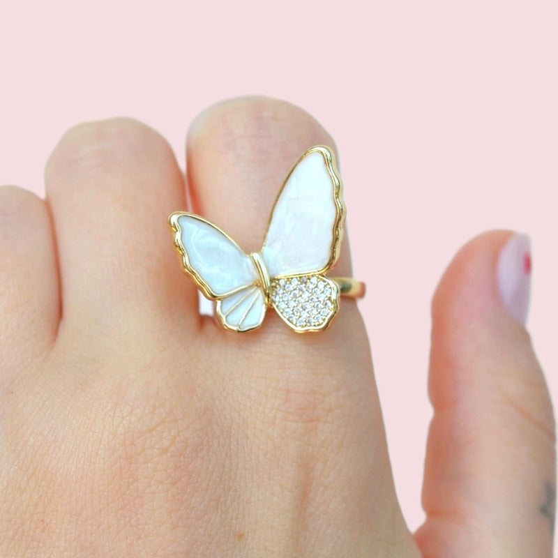 Butterfly Ring - Adjustable Vintage Ring Knuckle Joint Ring Cute Ring Women Ring Pink Blue White